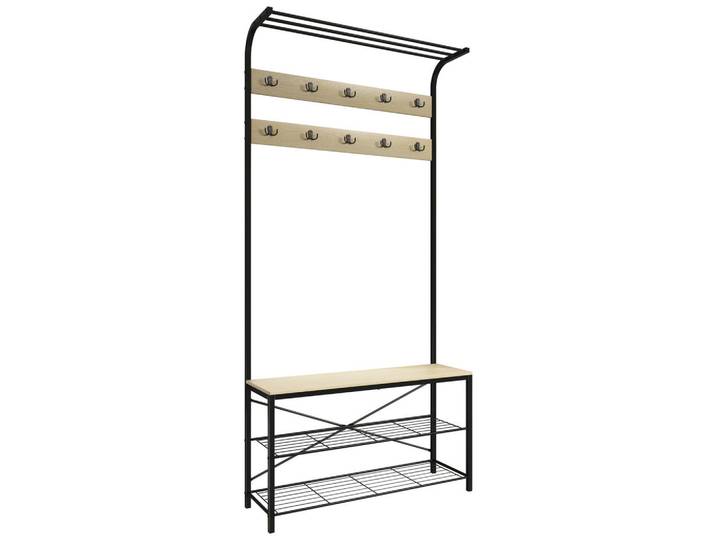 Mid.you Garderobe, Schwarz, Honigeiche, Metall, Holzwerkstoff, 90x190x30 cm, Garderobe, Garderobensets & -serien, Garderoben-Set