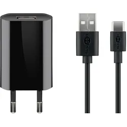 goobay 5W USB-C Ladegerät mit Kabel 1m, schwarz