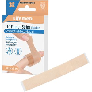 Lifemed Pflaster Finger-Strips Flexible, 10 Strips, elastisch, atmungsaktiv, 12 x 2cm