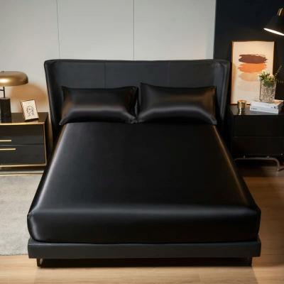 Uplifted Finds Kuup Satin 3 Piece Bedding Set Polyester Fitted Sheet Pillowcases twin 99 X 190 Cm black