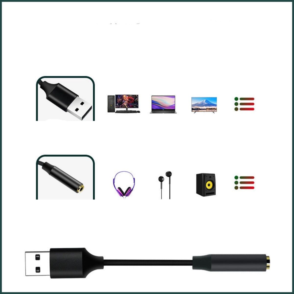 INF Audio-Adapterkabel, kompatibel mit Bluetrum AB136D – 24bit/48kHz USB-C zu 3.5mm externes Soundcard 2er-Set