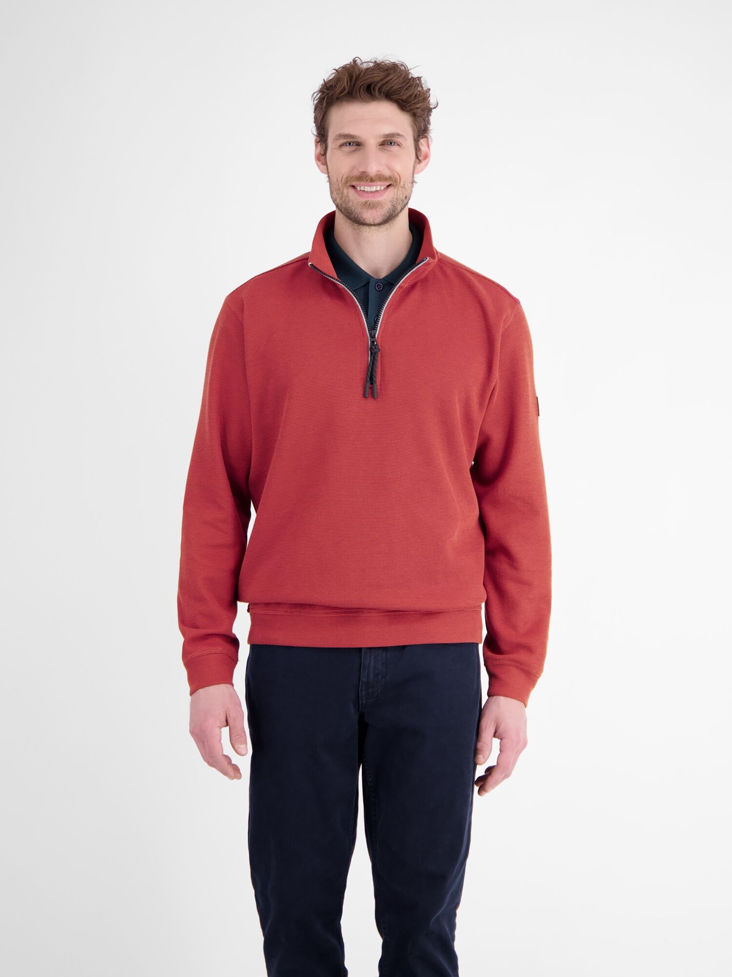 Sweatshirt LERROS "Hochwertiger Troyer aus Mischgewebe mit feiner Rippstruktur", Herren, Gr. XXL, muted rot, 90% Baumwolle, 10% Polyester, Sweatshirts Sweatshirt muted rot XXL