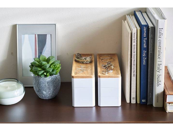 Boîte à bijoux 24 x 12 x 8cm Blanc/Blanc