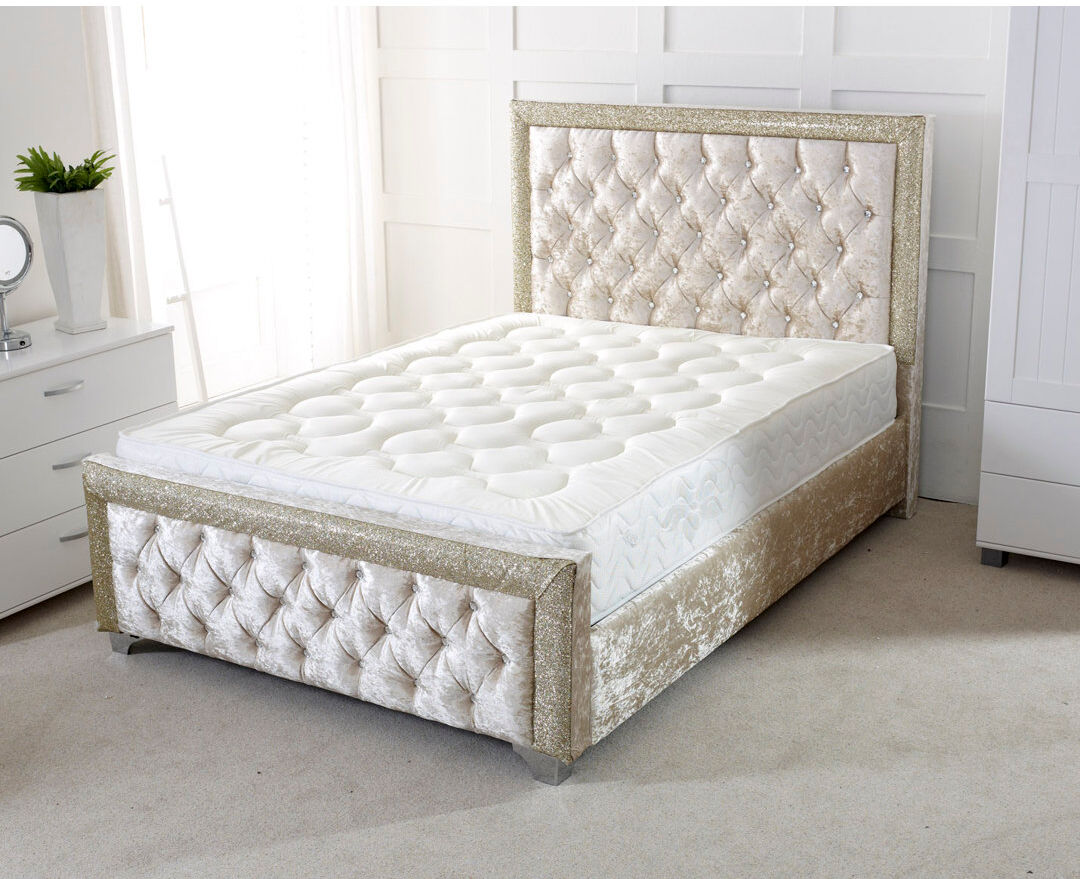 Mercer41 Carley Upholstered Bed Cream Double (4'6)