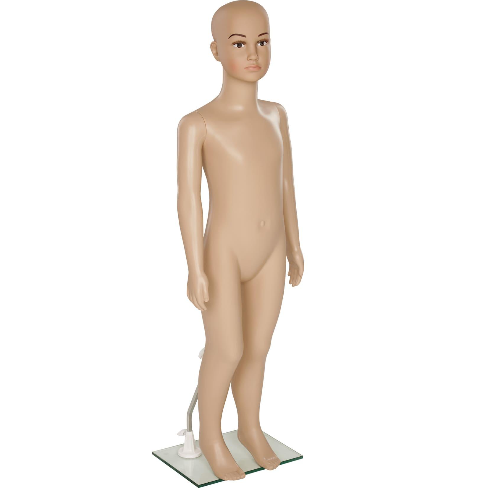 tectake® Schaufensterpuppe, aus Kunststoff, lebensechte Proportionen, Glasplatte mit Wadendorn