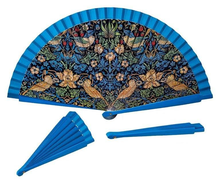 DRW Verlag William Morris handventilator van hout met aardbeienmotief