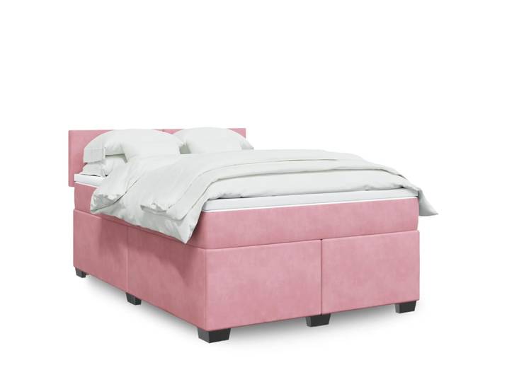 vidaXL Boxspringbett mit Matratze Dunkelrosa 140x200 cm Samt