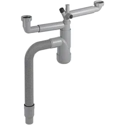 PREVEX Flexloc Siphon 1 1/2" mit 2 Anschlüssen für Küchenspülen/Becken Recyclet