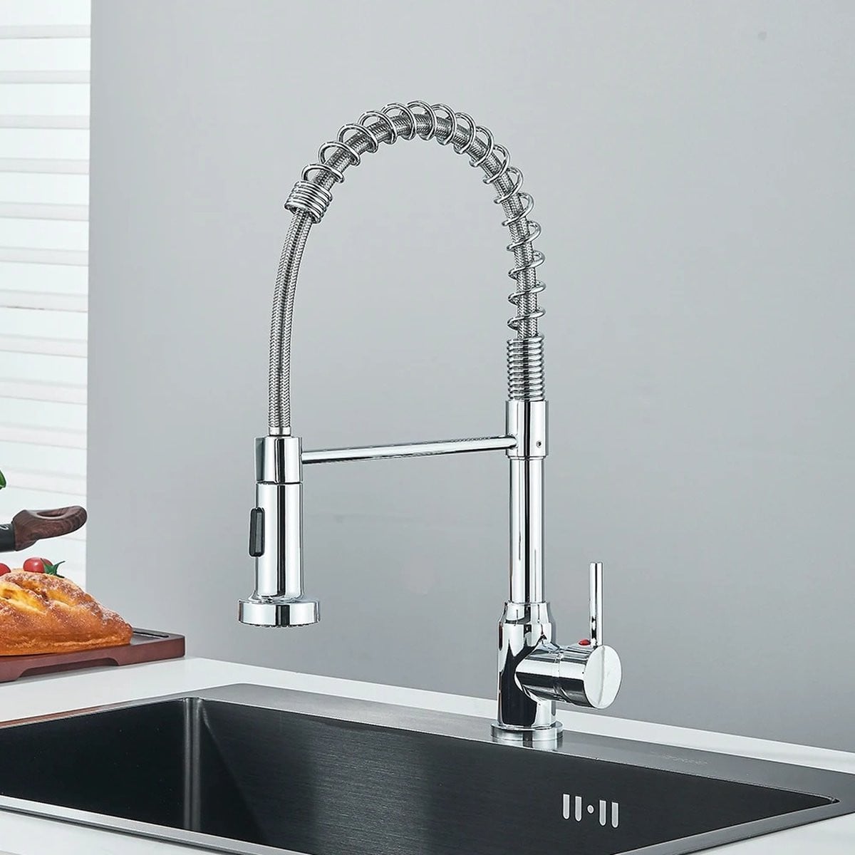 Markenlos Keukenmengkraan met uitloop, Chroom, Modern, Single Lever