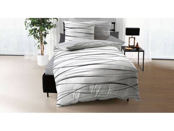 Feinbiber-Bettwäsche Swinging Grey 100% Baumwolle Weiß