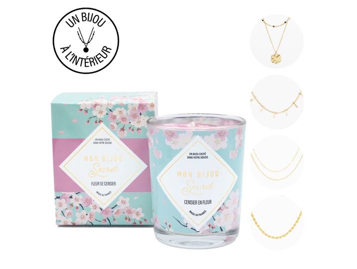 Bougie bijou CERISIER Collier doré