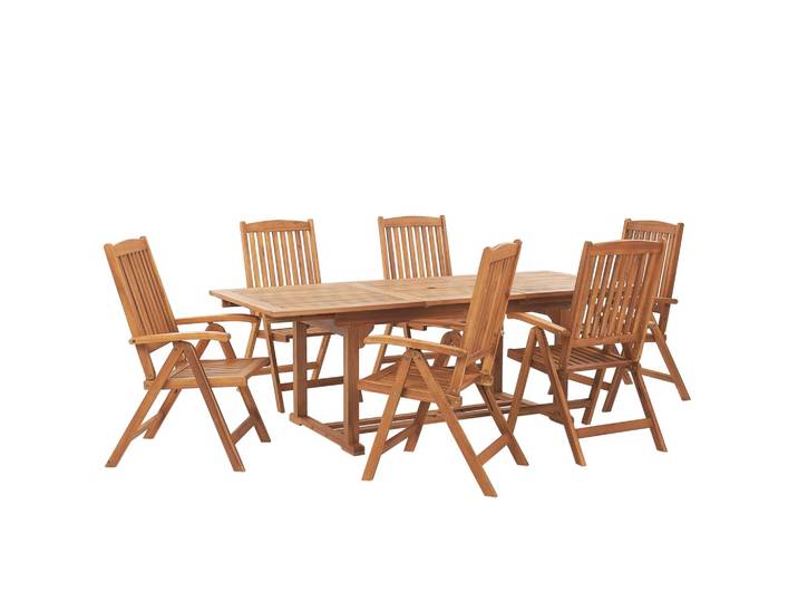 GARTENMÖBEL SET 6-Sitzer Akazienholz hellbraun Java