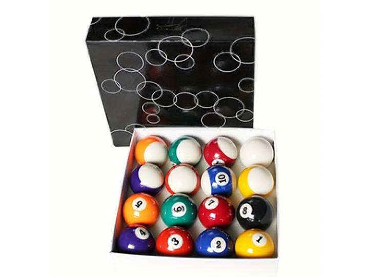 Billes de billard en résine, ensemble de 16 pièces, diamètre 47,6 mm, billes de billard colorées avec boîte de rangement noire pour salle de jeux et entraînement