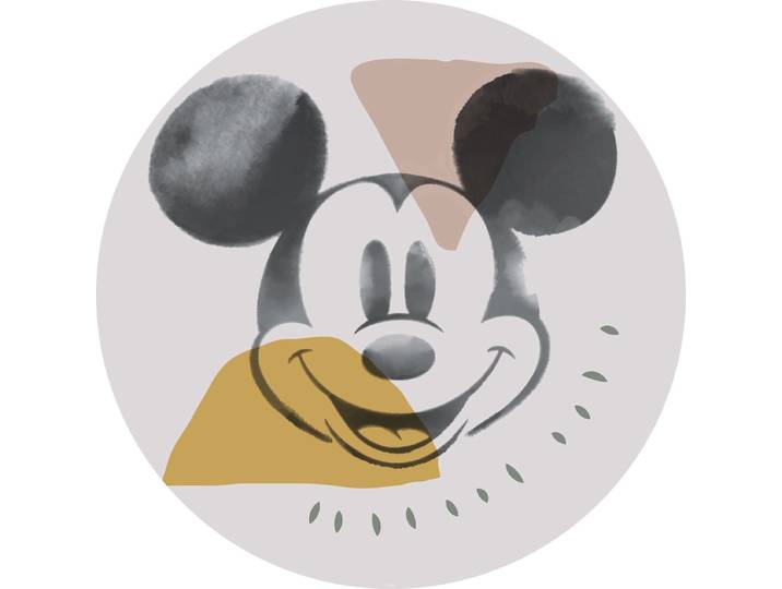 Fotobehang - Mickey Abstract 125x125cm - Rond - Vliesbehang - Zelfklevend