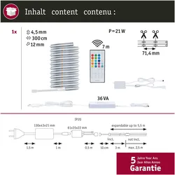 Paulmann, LED Streifen, MaxLED 500 Stripe Set (RGBW, 300 cm, Indoor)