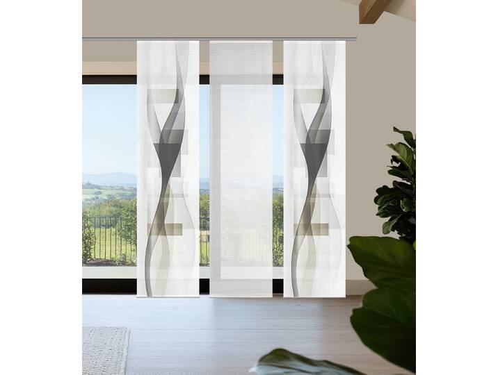 Rideau à panneaux Luma 60 x 260 x 1cm Marron/Gris/Gris minéral Lot de