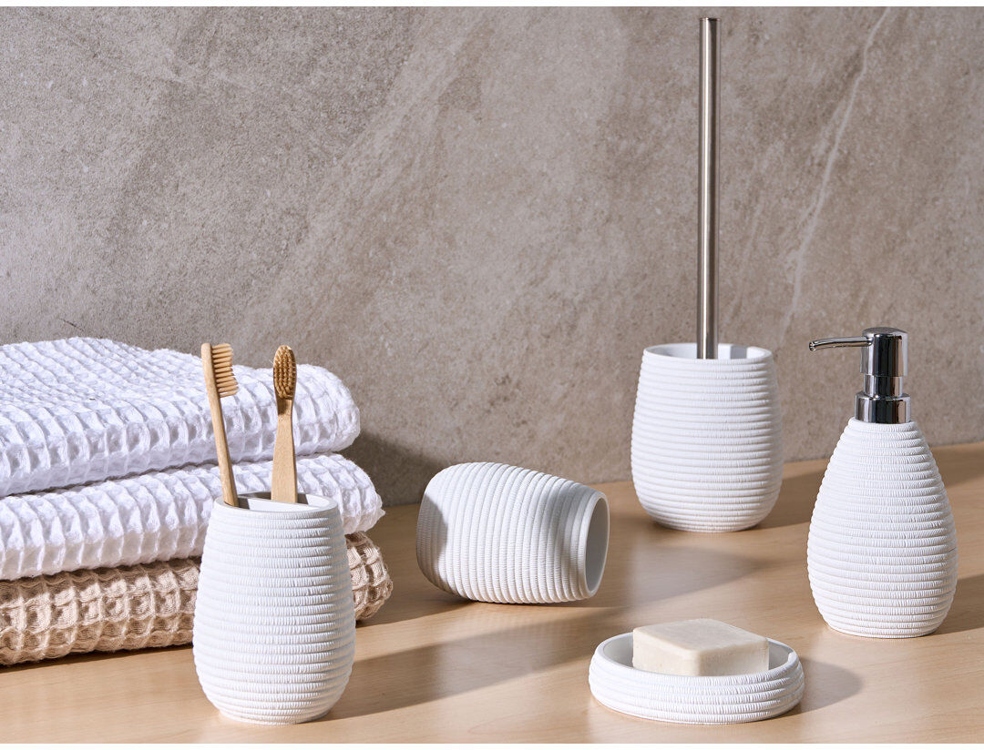 17 Stories 5-Piece Bathroom Accessories Set QUILCA White 37cm H X 11cm W X 11cm D