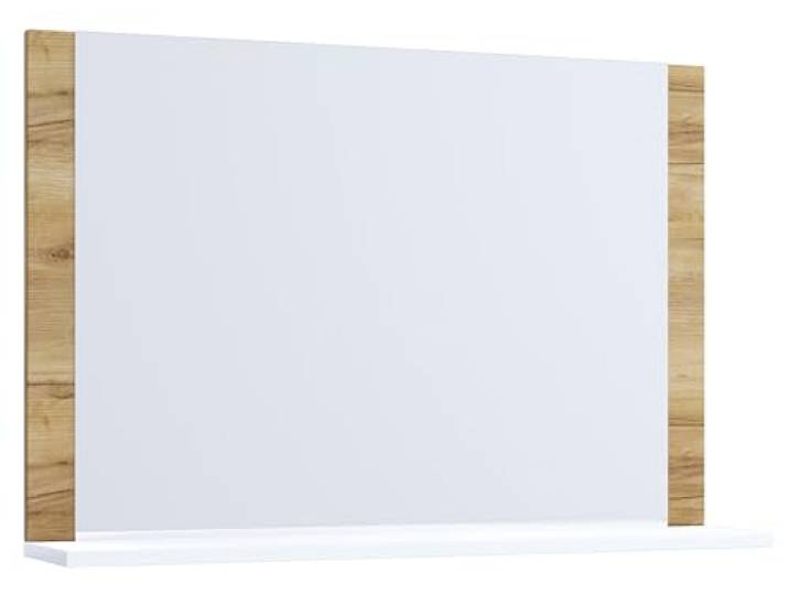 VCM Badmöbel Spiegel Honig-Eiche/Weiß 80x17x55 cm Ablage Bad Wandmontage Ablagefläche unterm Spiegel für Badutensilien - Badezimmer und Gäste-WC - für stilvolle Einrichtung - Holzwerkstoff