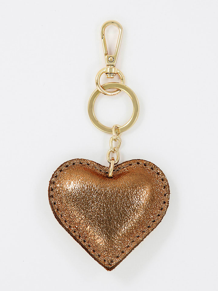 maison héritage PARIS Leder-Schlüsselanhänger "Love Locker" in Gold/ Hellbraun - (L)7 x (B)6 cm - onesize