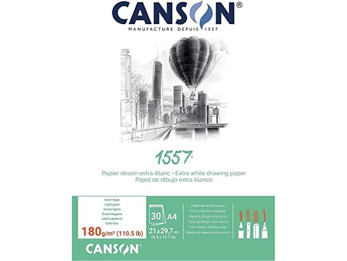 Canson 204127414 1557 Teken- En Schetspapier, A4, Wit, 30 Vellen