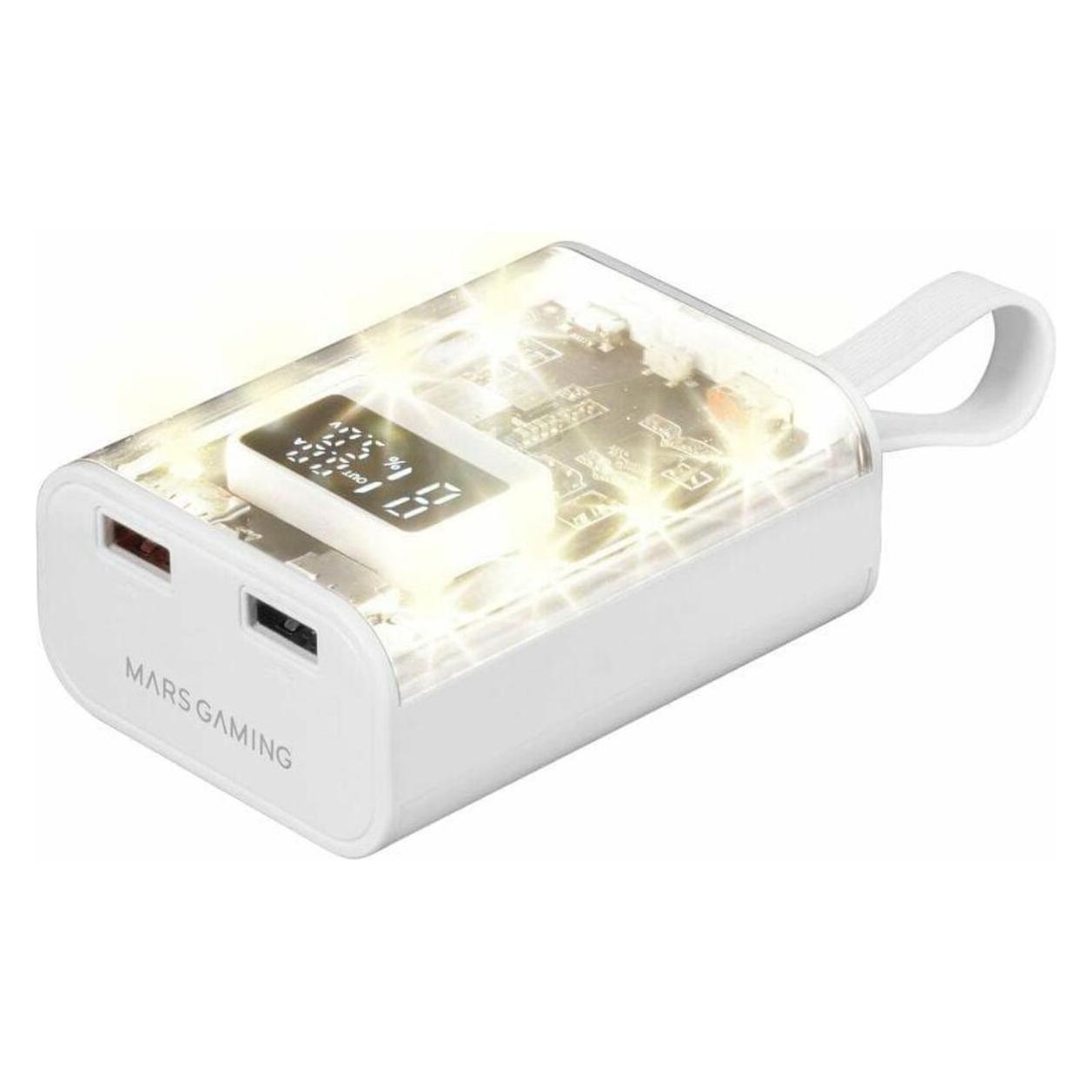 Mars Gaming BATTERIE EXTERNE USB MPK - 10000MAH (TRANSPARENT/BLANC) (10000 mAh, 22.50 W, 34 Wh) (MPK10KW)