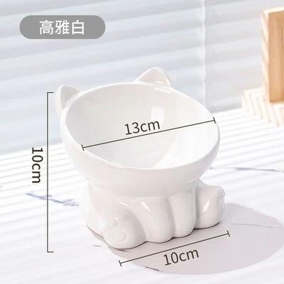 Uplift Treasures Elevated Ceramic Cat Bowl With Stand white