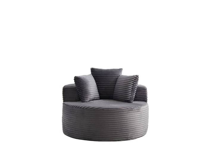 Fauteuil rond en velours côtelé 110 cm 3 coussins