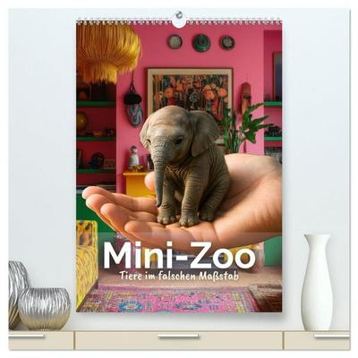 Mini-Zoo – Tiere im falschen Maßstab (hochwertiger Premium Wandkalender 2027 DIN A2 hoch), Kunstdruck in Hochglanz