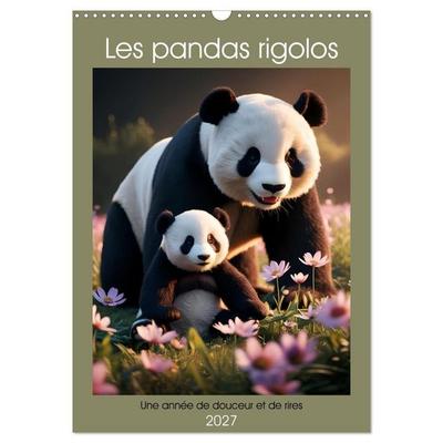 Les pandas rigolos - Une année de douceur et de rires (Calendrier mural 2027 DIN A3 horizontal), CALVENDO calendrier mensuel
