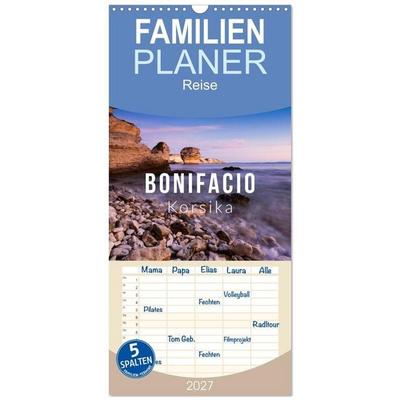Familienplaner 2027 - Bonifacio. Korsika mit 5 Spalten (Wandkalender, 21 x 45 cm) CALVENDO