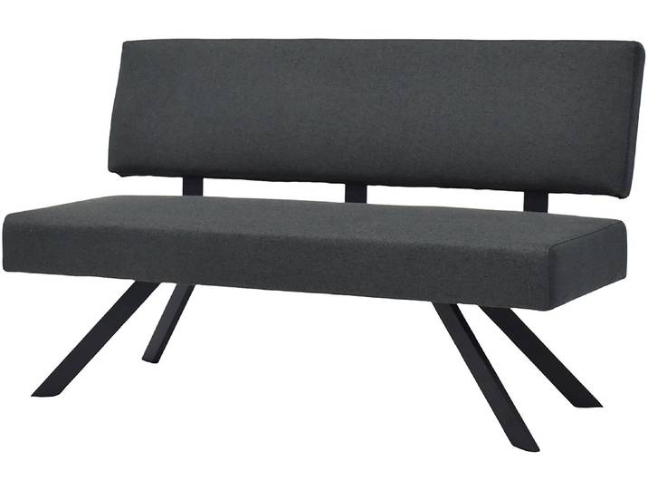 Sitzbank BYLIVING TORONTO , grau (dunkelgrau, schwarz), B:138cm H:83cm T:60cm, Stahl, Stoff, Sitzbänke, Sitzbank, Webstoff, bis 160 kg, Taschenfederkern, 4-Fussgestell, 3 Sitzplätze
