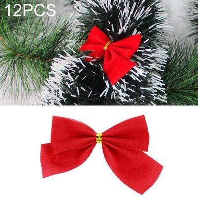Snug & Styled Luxury Christmas Tree Bows Flocked Velvet Holiday Decoration For Festive Tree Decor red