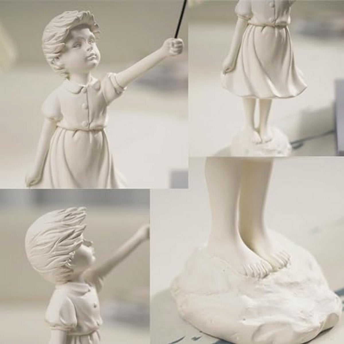 Vliegende Ballon Meisje Standbeeld - Moderne Kunst Sculptuur voor Woondecoratie