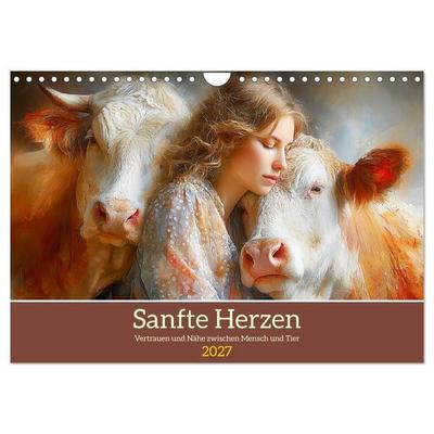 Sanfte Herzen. Vertrauen und Nähe zwischen Mensch und Tier (Wandkalender 2027 DIN A4 quer), CALVENDO Monatskalender