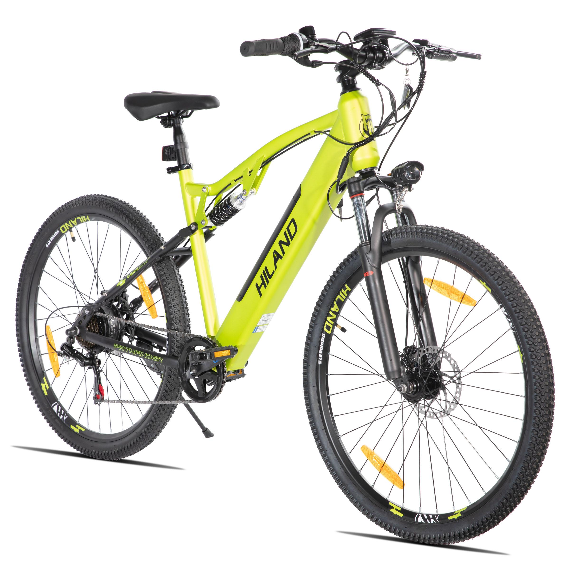 Hiland 26 Zoll 250W Elektro-Mountainbike, 36V 7.8Ah Akku, Elektrofahrrad für Männer Frauen mit Lampe, Gepäckträger, Stoßdämpfende Vorderradgabel, Weiß