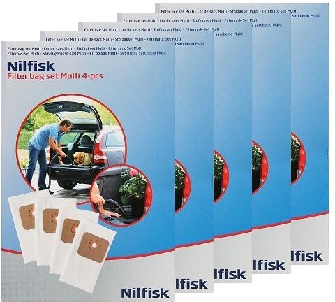 5 PAKKER Nilfisk Multi 20 og Multi 30 Inox støvsugerposer - 107402336
