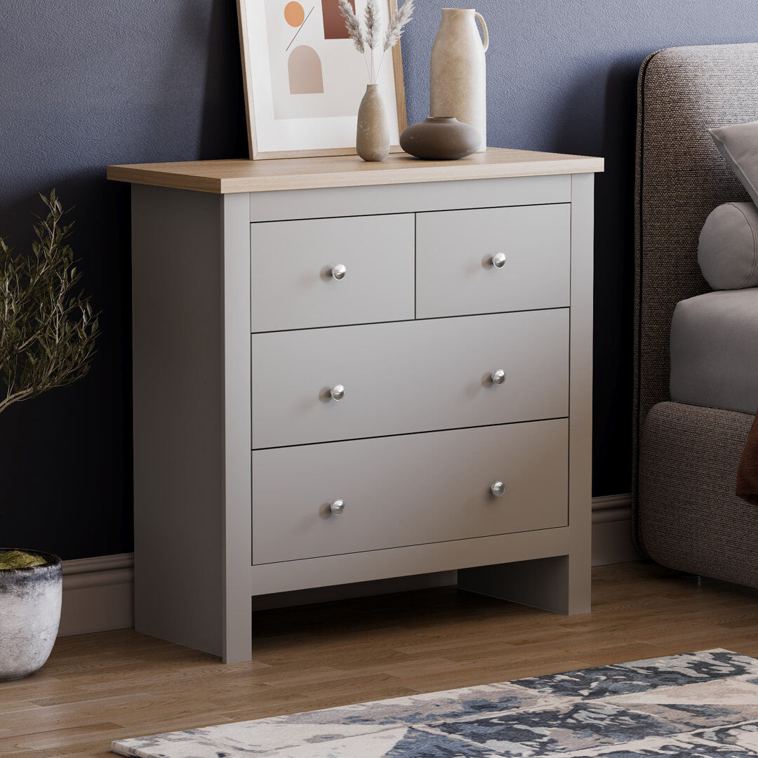 Fernleaf Morley 79 cm W Chest of 4 Drawers Grey 81cm H X 79cm W X 35cm D