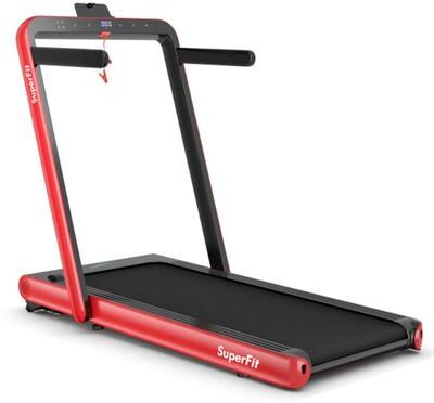 Costway 4.75HP 2 In 1 Folding Treadmill with Remote APP Control-Red