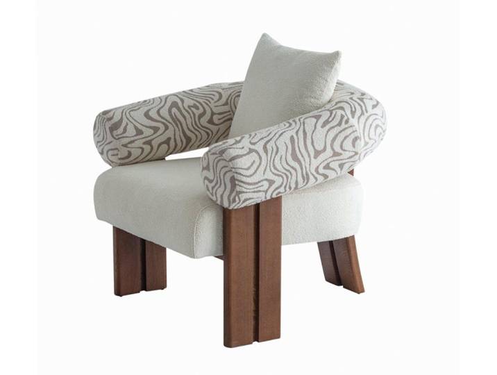 Xlmoebel Loungesessel Beiger Moderner Loungesessel aus Textil mit Holzgestell (1-St), Made in Europa