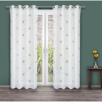 Gardine DECOLIFE "Toja" Gr. 1, grau (anthrazit, grau, weiß), B:135cm H:245cm, Wirkware, Polyester, Gardinen, Gardine, Ösenschal weiß mit grauem Print