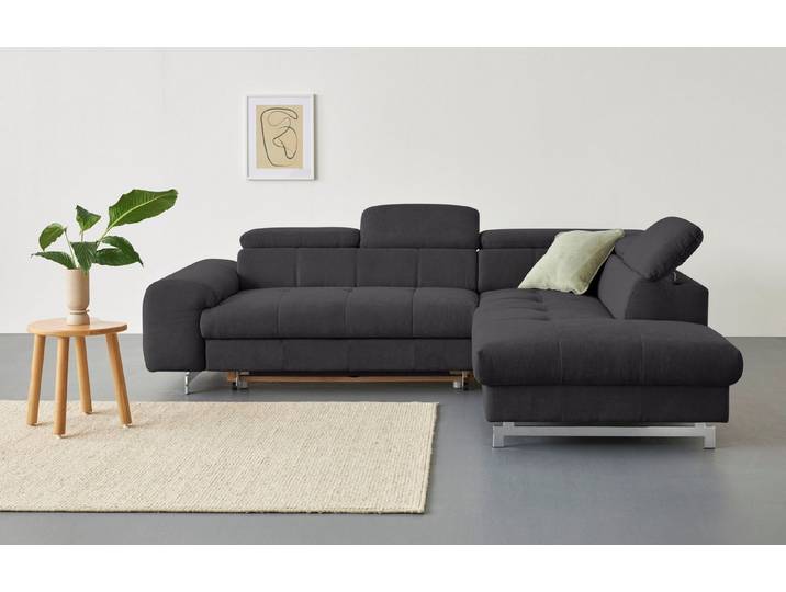 COTTA Ecksofa Chef bequem, tolle Verarbeitungsdetails, Breite 262cm, L-Form, mit Kopfteilverstellung, edle Metallkufen, optional Schlaffunktion