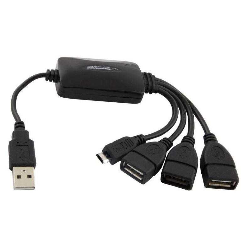 Esperanza HUB USB 1x microUSB + 3x USB-A 2.0 (EA-158) (USB-A, 3 Ports) (EA-158)