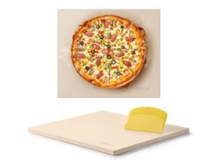 VEVOR Pizzastein Backstein 406 x 355 mm, rechteckiger Cordierit-Pizzastein, große Steinplatte mit Schaber, 1,5 cm dick, hitzebeständig, geeignet für Küchenofen Brotbacken Pizzabacken Grillen