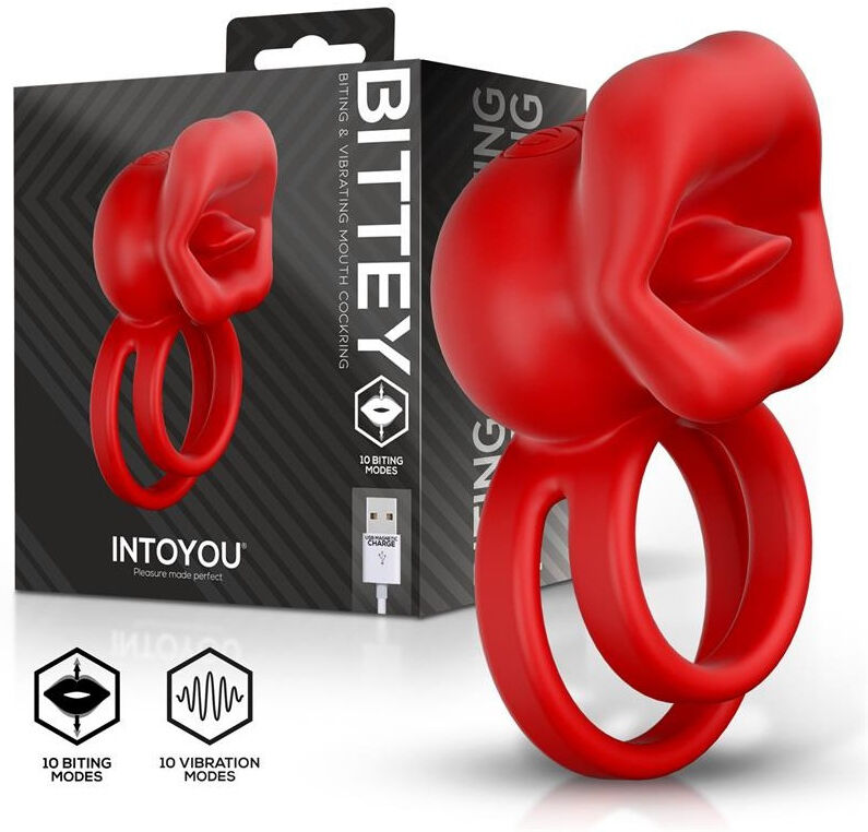 Intoyou Anneau vibrant double avec stimulateur clitoridien à morsure