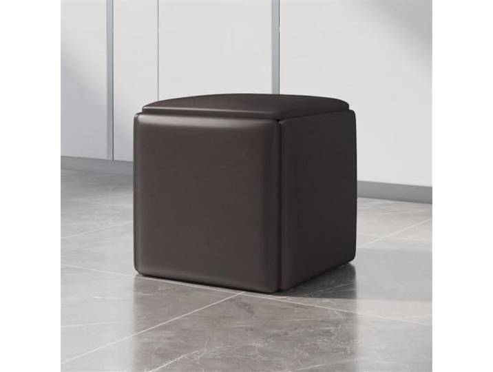 HGYNBCP Würfelhocker mit Stauraum im Inneren und einfacher Mobilität, vielseitiger Fußstützenhocker for Wohnzimmer und Schlafzimmer, mit Leder gepolstert, groß(Leather-Brown,Large)