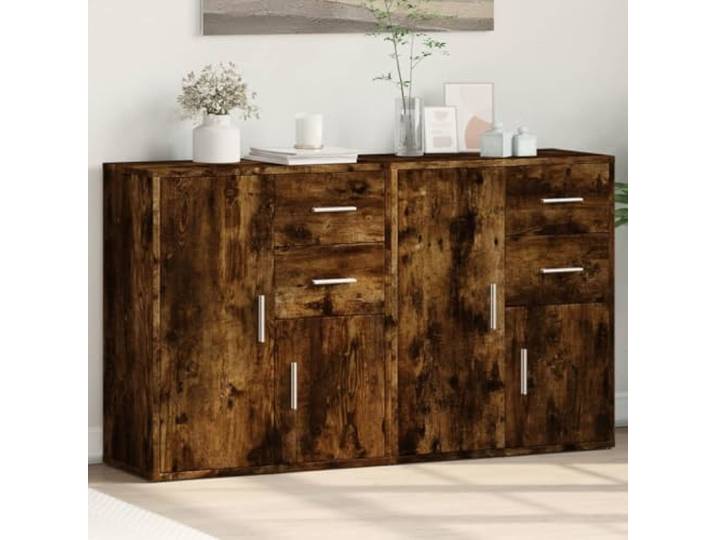 RJPLMFV Anrichte, 2-teilig, Eiche, Rauchgrau, 60 x 31 x 70 cm, Holz Aufbewahrung für Wohnzimmer, modernes Design, leicht zu reinigen, stabil, Wandbefestigung erforderlich