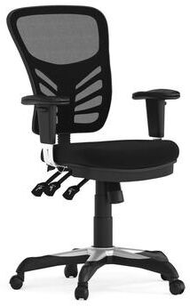 Flash Furniture Nicholas Mid-Back Black Mesh Multifunction Executive Swivel Ergonomic Office Chair with Adjustable Arms