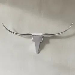KADIMA DESIGN Deko Geweih Bull M in Silber, 100x40x6cm, Aluminium, Einzigartig durch Handarbeit - Einfache Montage
