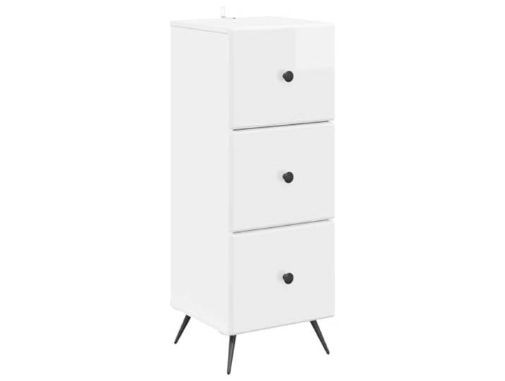 HGFDVCMR Schubladenschrank Hochglanz Weiß Holzwerkstoff 33x34,5x90cm Kompakte Kommode mit 3 Schubladen für Schlafzimmer und Büro, flexibler Stauraum für Dokumente und Zubehör.