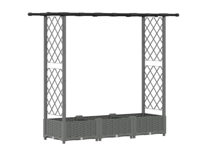 Hochbett mit Gitter und Dach, hellgrau, Polypropylen, 164 x 40 x 40 cm Drainage mit Reservoir, geeignet für den Außenbereich, einfache Montage, pflegeleicht, ideal für Terrassen, Balkone